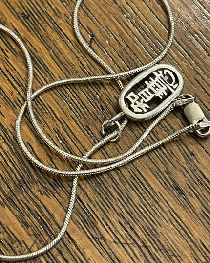 Vintage Sterling silver 925 chinese Wisdom Pendant rope necklace chain
