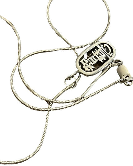 Vintage Sterling silver 925 chinese Wisdom Pendant rope necklace chain