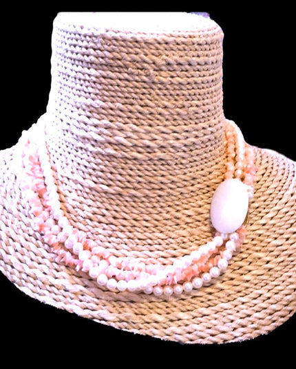 Vintage Faux pearl shell multi strand necklace x2