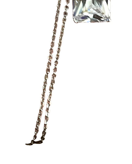 CZ Sterling silver 925 large square  pendant necklace