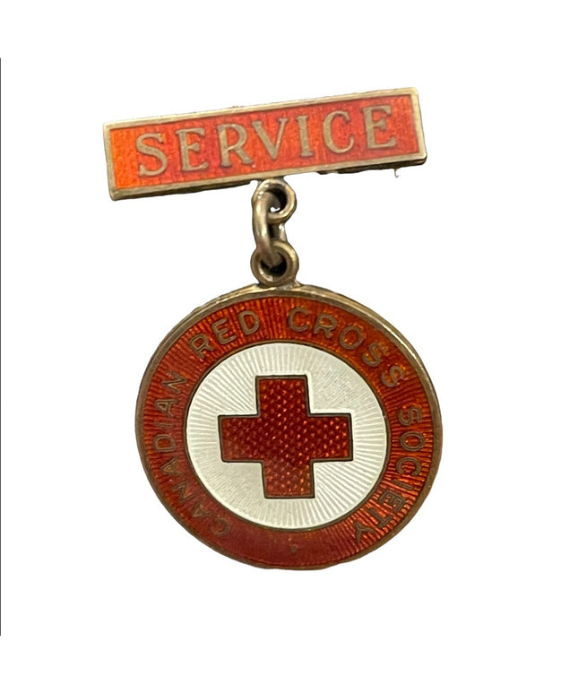 Vintage 1948 Red Cross  society Sterling silver 925 enameled brooch nurses