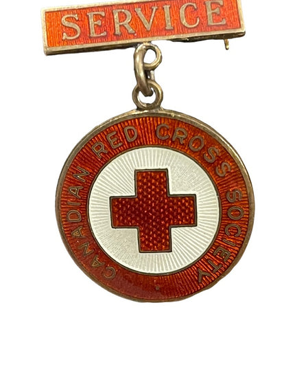 Vintage 1948 Red Cross  society Sterling silver 925 enameled brooch nurses