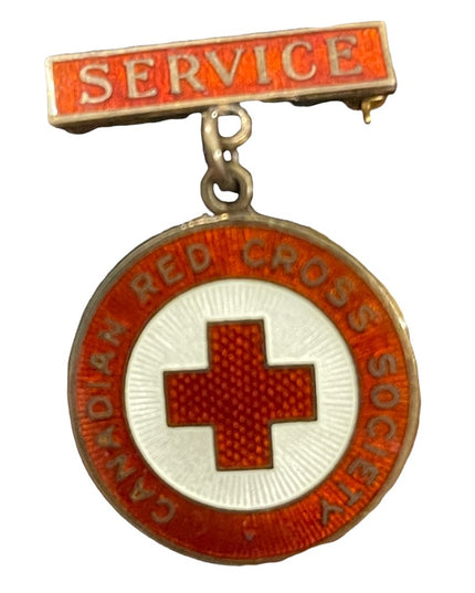 Vintage 1948 Red Cross  society Sterling silver 925 enameled brooch nurses