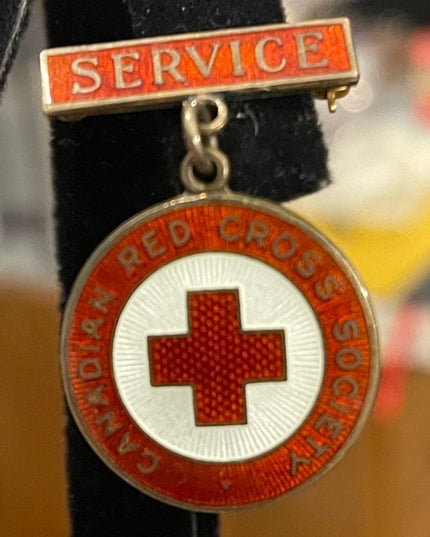 Vintage 1948 Red Cross  society Sterling silver 925 enameled brooch nurses