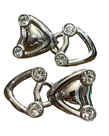 Vintage 1980s Silver Swarovski authentic  (swan) Heart clip ons earrings