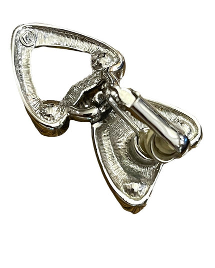 Vintage 1980s Silver Swarovski authentic  (swan) Heart clip ons earrings
