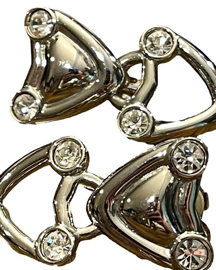 Vintage 1980s Silver Swarovski authentic  (swan) Heart clip ons earrings