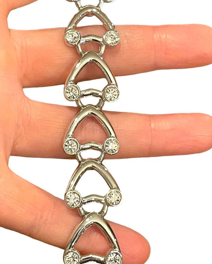Vintage 1980s Swarovski authentic silver crystal heart bracelet Swan