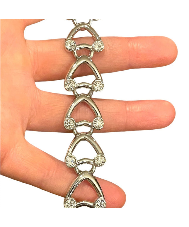 Vintage 1980s Swarovski authentic silver crystal heart bracelet Swan