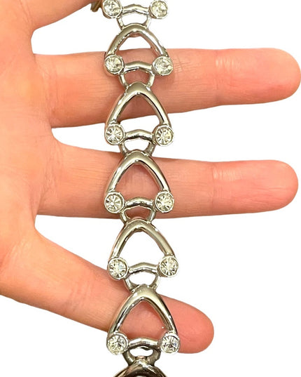 Vintage 1980s Swarovski authentic silver crystal heart bracelet Swan