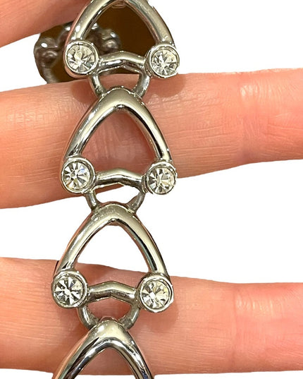 Vintage 1980s Swarovski authentic silver crystal heart bracelet Swan