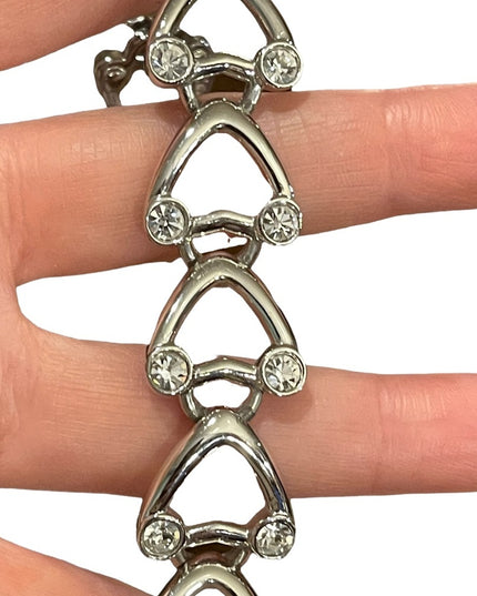 Vintage 1980s Swarovski authentic silver crystal heart bracelet Swan