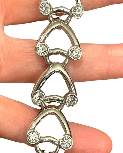 Vintage 1980s Swarovski authentic silver crystal heart bracelet Swan
