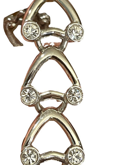 Vintage 1980s Swarovski authentic silver crystal heart bracelet Swan