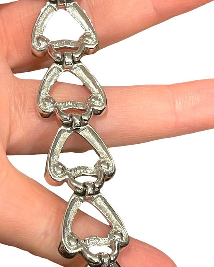 Vintage 1980s Swarovski authentic silver crystal heart bracelet Swan