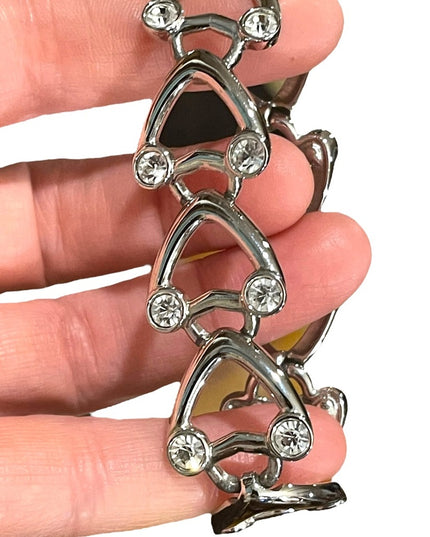 Vintage 1980s Swarovski authentic silver crystal heart bracelet Swan