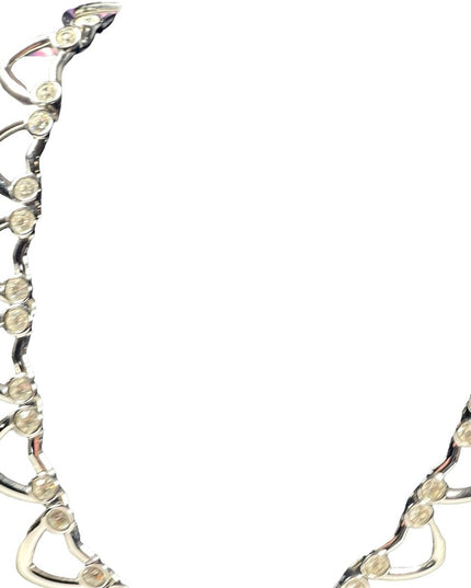 Vintage 1980 Swarovski Authentic swan rhodium plated heart link necklace crystal