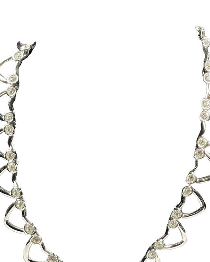 Vintage 1980 Swarovski Authentic swan rhodium plated heart link necklace crystal