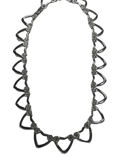 Vintage 1980 Swarovski Authentic swan rhodium plated heart link necklace crystal