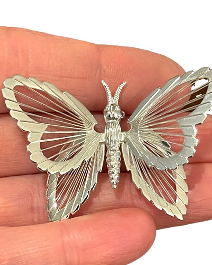 Vintage MONET Silver finish filagree wire work BUTTERFLY