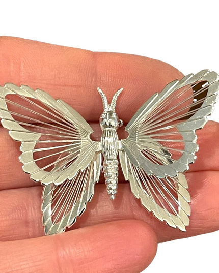 Vintage MONET Silver finish filagree wire work BUTTERFLY