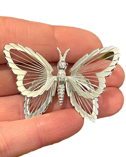 Vintage MONET Silver finish filagree wire work BUTTERFLY