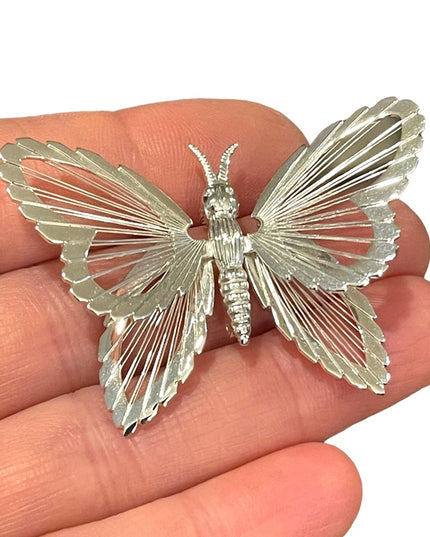 Vintage MONET Silver finish filagree wire work BUTTERFLY