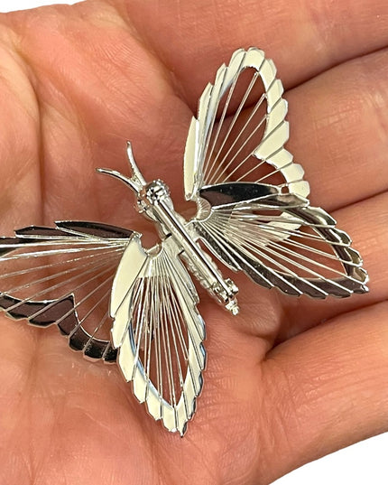 Vintage MONET Silver finish filagree wire work BUTTERFLY