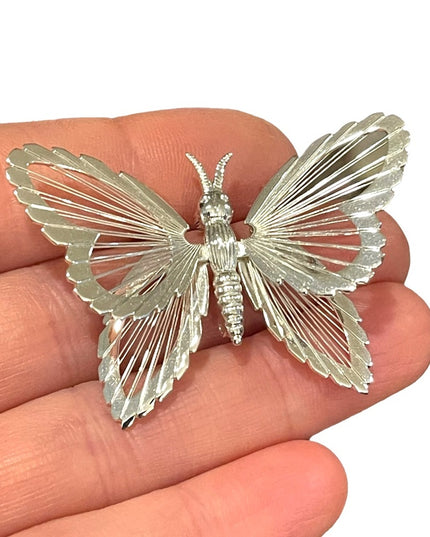 Vintage MONET Silver finish filagree wire work BUTTERFLY