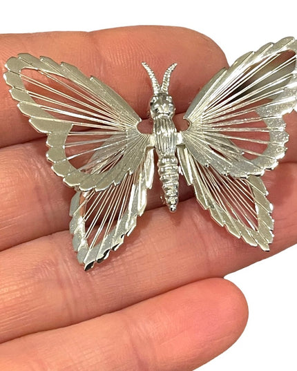 Vintage MONET Silver finish filagree wire work BUTTERFLY