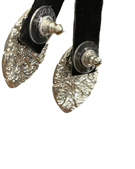 Vintage clear & blue crystal tear drop fancy party earrings