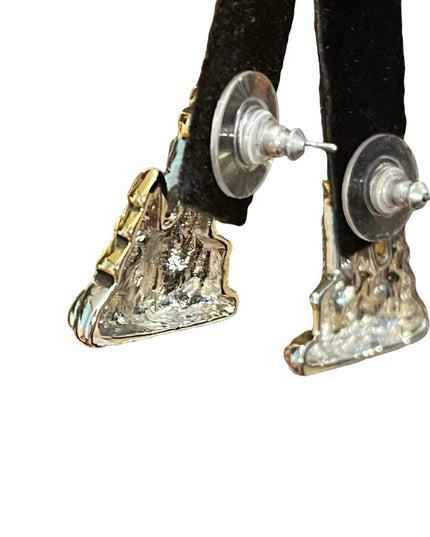 Vintage gold & silver finish lighthouse nautical sea ocean pierced earrings