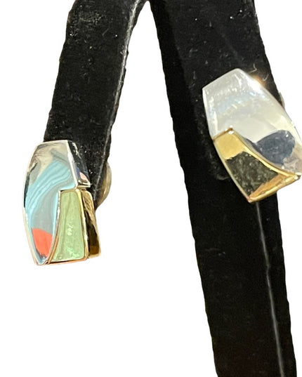 Vintage 1980s silver & gold finish NAPIER tear drop earrings