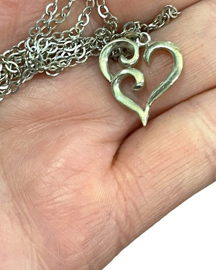 Vintage Sterling silver 925 heart pendant necklace