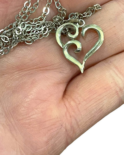 Vintage Sterling silver 925 heart pendant necklace
