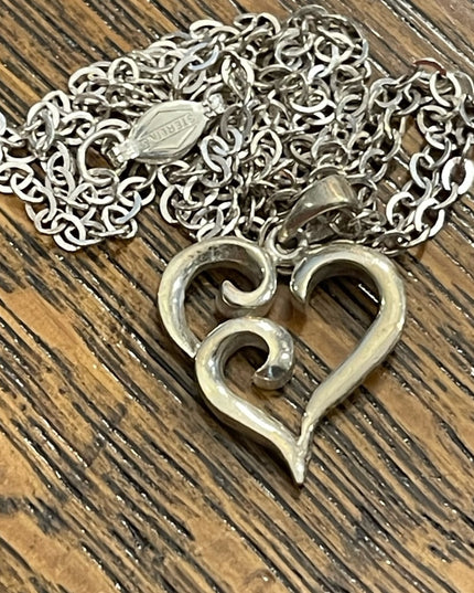 Vintage Sterling silver 925 heart pendant necklace