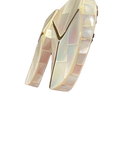 Vintage mosaic mother of pearl with gold finish chunky earrings
