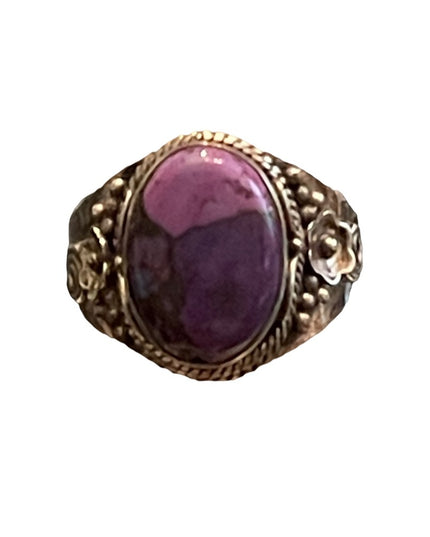 Vintage sterling 925 ornate purple stone ring