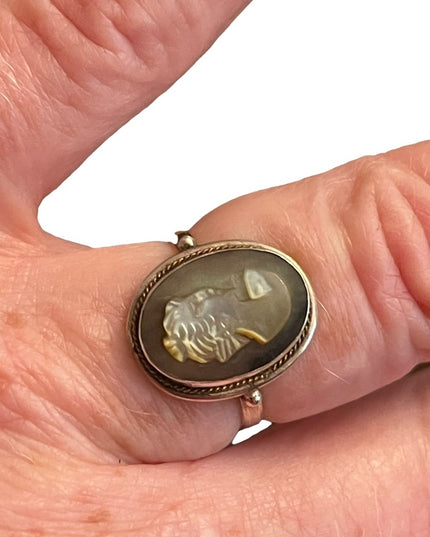 Vintage sterling silver 925 Abalone shell Cameo ring