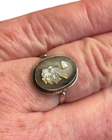 Vintage sterling silver 925 Abalone shell Cameo ring