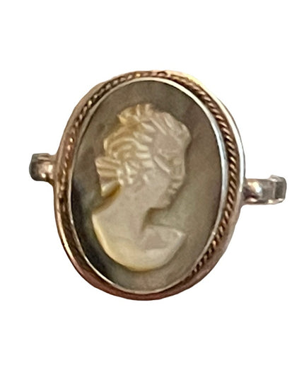 Vintage sterling silver 925 Abalone shell Cameo ring