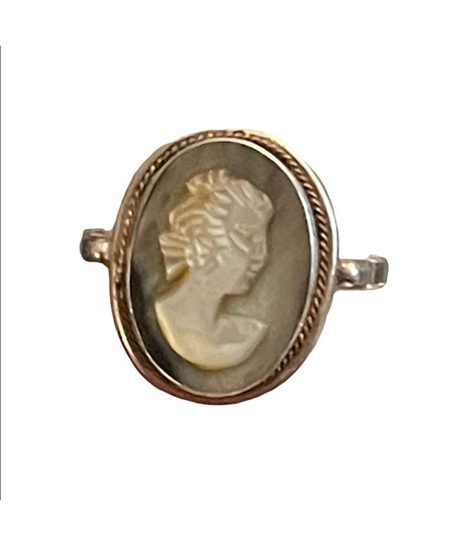 Vintage sterling silver 925 Abalone shell Cameo ring