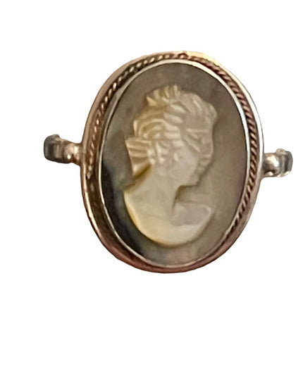 Vintage sterling silver 925 Abalone shell Cameo ring