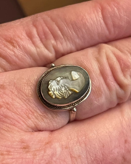 Vintage sterling silver 925 Abalone shell Cameo ring