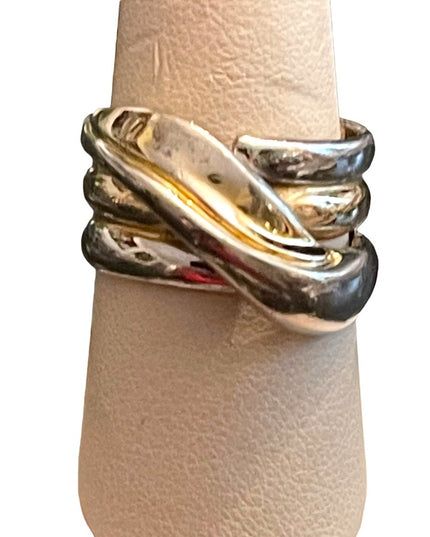 Vintage sterling silver 925 thick band ribbon style ring