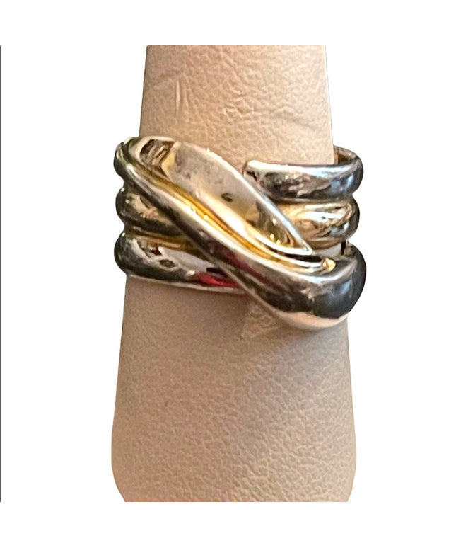 Vintage sterling silver 925 thick band ribbon style ring
