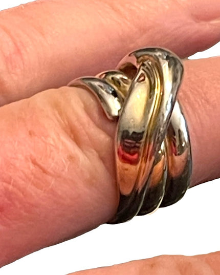 Vintage sterling silver 925 thick band ribbon style ring