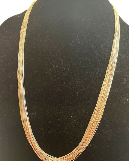 Vintage 30 strand liquid silver designer sterling 925 long necklace southwestern