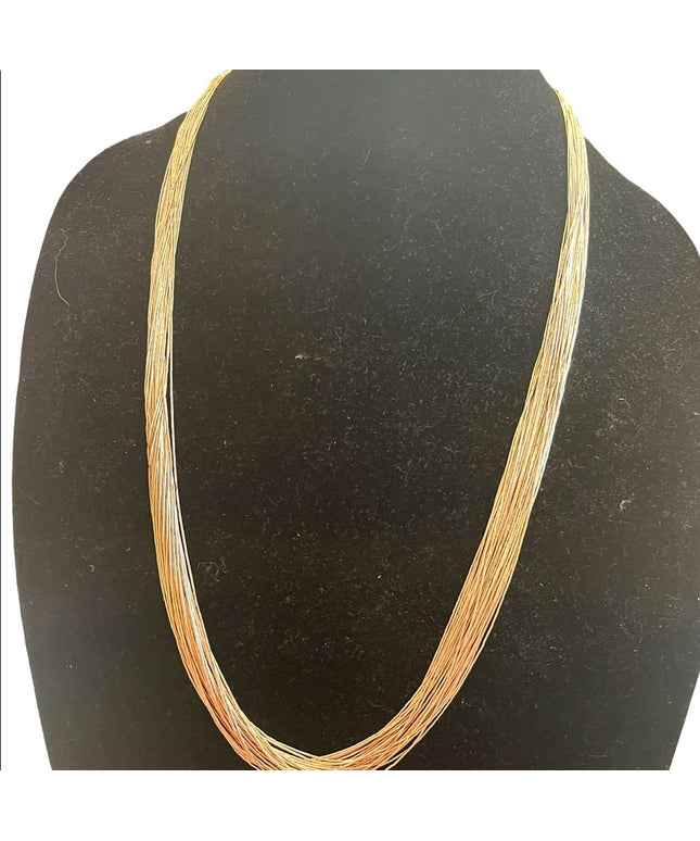 Vintage 30 strand liquid silver designer sterling 925 long necklace southwestern