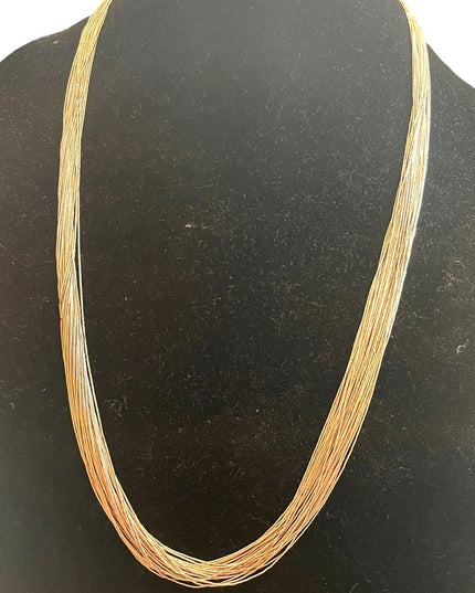 Vintage 30 strand liquid silver designer sterling 925 long necklace southwestern